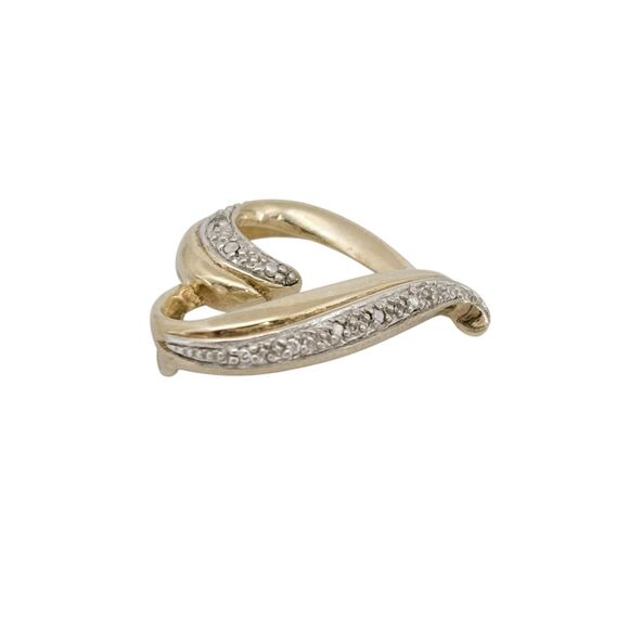 Vintage DBJ Sterling Silver 925 Gold-Plated Open Heart Diamond Pendant - Picture 3 of 6